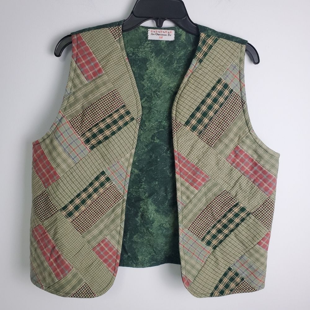 Patchwork Quilted Vest Size Medium - image 1